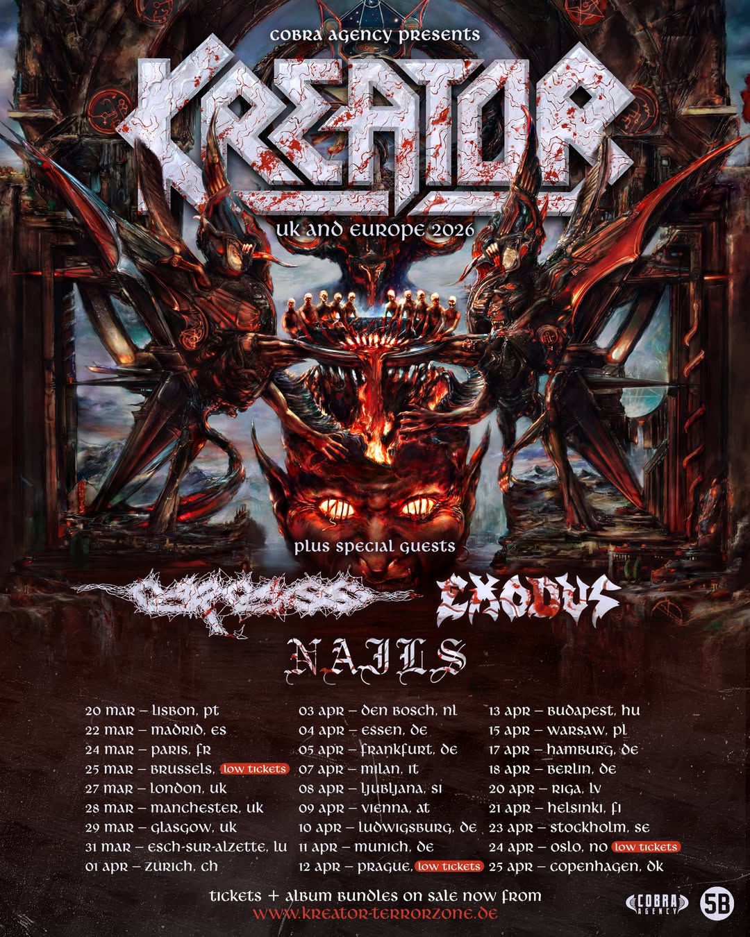 Kreator Krushers Of The World Tour Poster 2026